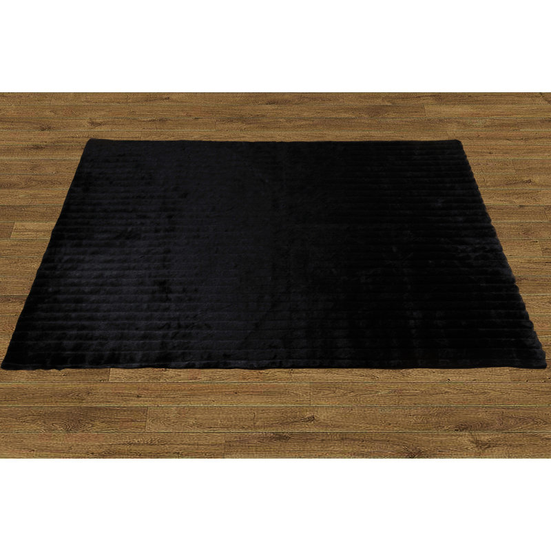 Faux Fur Solid Colour Faux Fur Shag Area Rug, Rectangle 152.4cm x 213.4cm