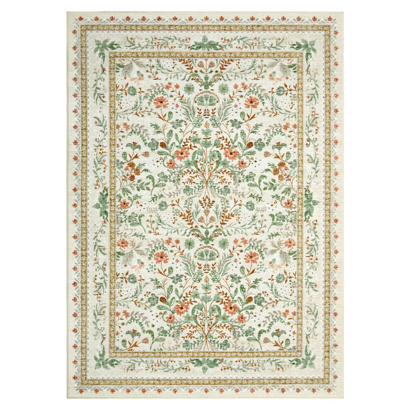 Tapis lavable moderne avec envers antidérapant, Beige, 8 x 10 pi