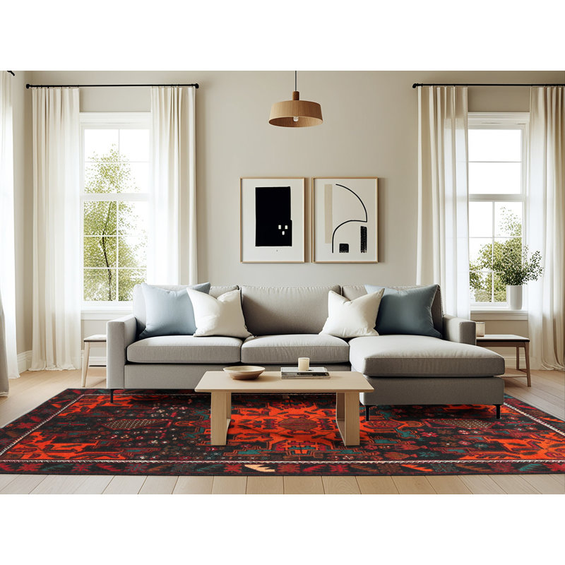 Tapis orange Southwestern, Rectangle 6 pi x 9 pi