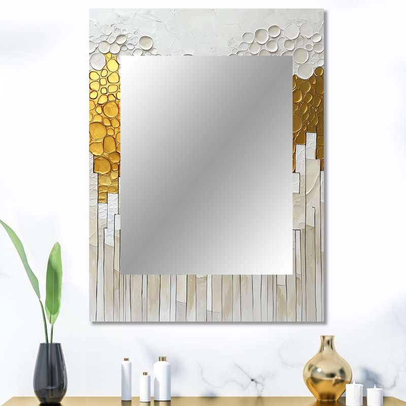 Biochimie de Golden Pure Balance I - miroir décoratif à encre liquide abstraite, miroir mural moderne et contemporain, impression d'art en métal