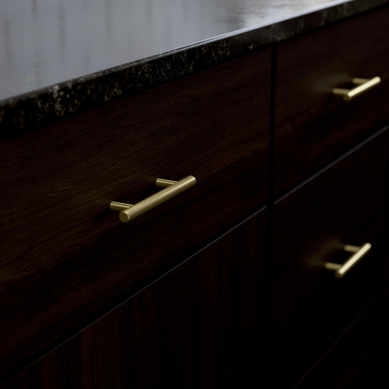Satin Gold Modern Brass Bar Cabinet Pulls with Mounting Hardware