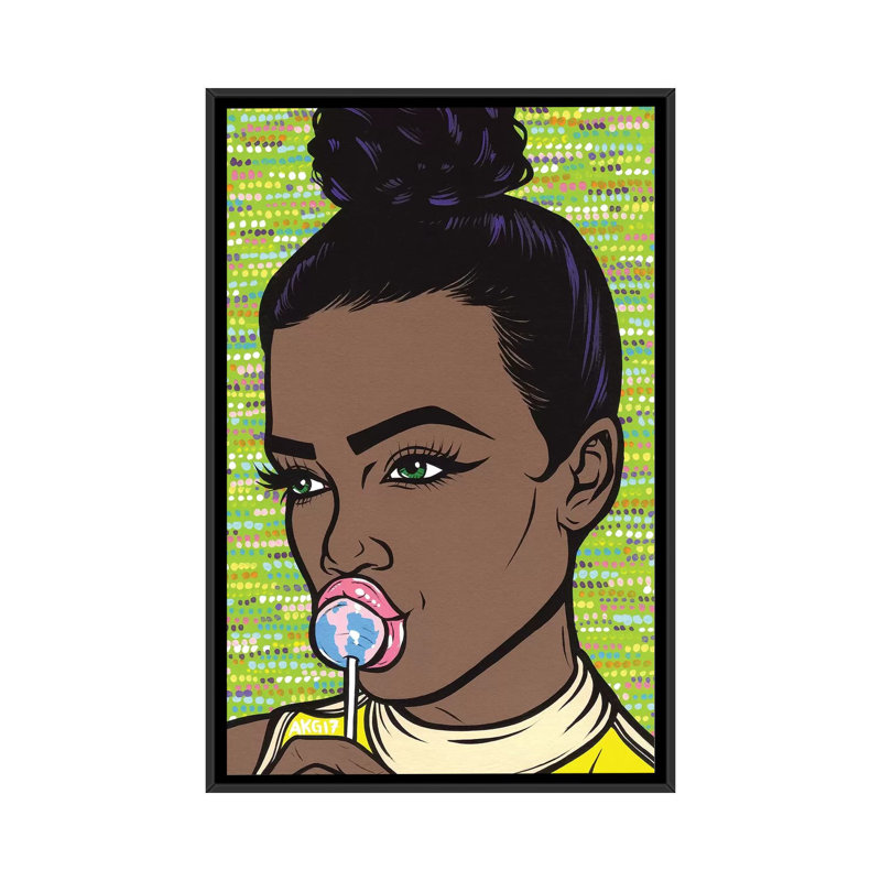 «Lollipop Girl», impression sur toile, H 26 po x l 18 po x P 1,5 po, Toile avec cadre noir, Pas de tapis