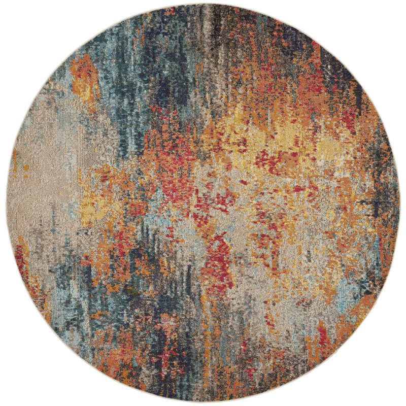 Abstract Indoor Rug, Round 7'10"