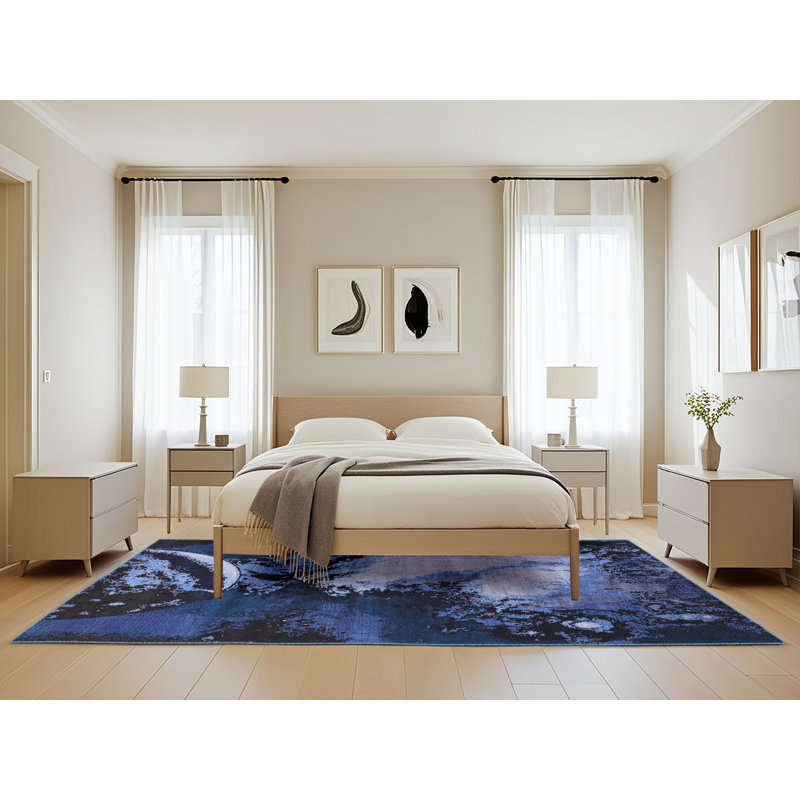 Tapis abstrait bleu, Rectangle 5 pi x 8 pi
