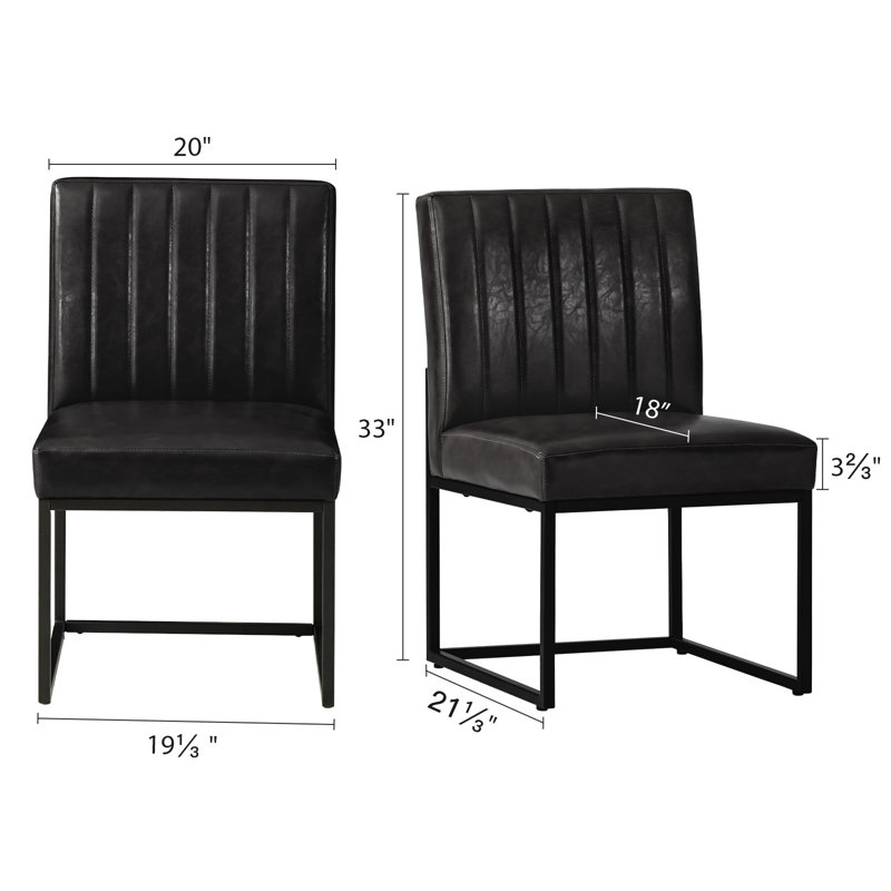 Chaise d'appoint rembourrée en similicuir, Noir