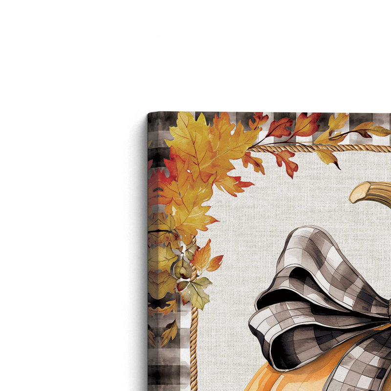 «Fall Ribbon Pumpkin» par Nicole DeCamp, reproduction d'art, L 12 po x H 12 po, Ne s’applique pas, Toile tendue