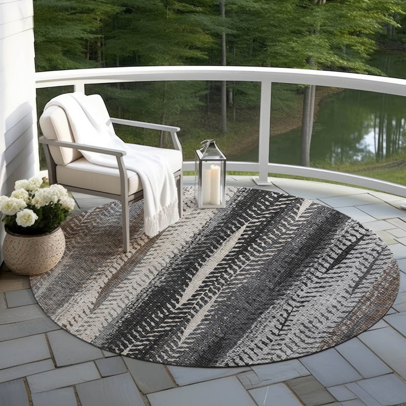 Alta Washable Abstract Indoor / Outdoor Rug, Round 8'