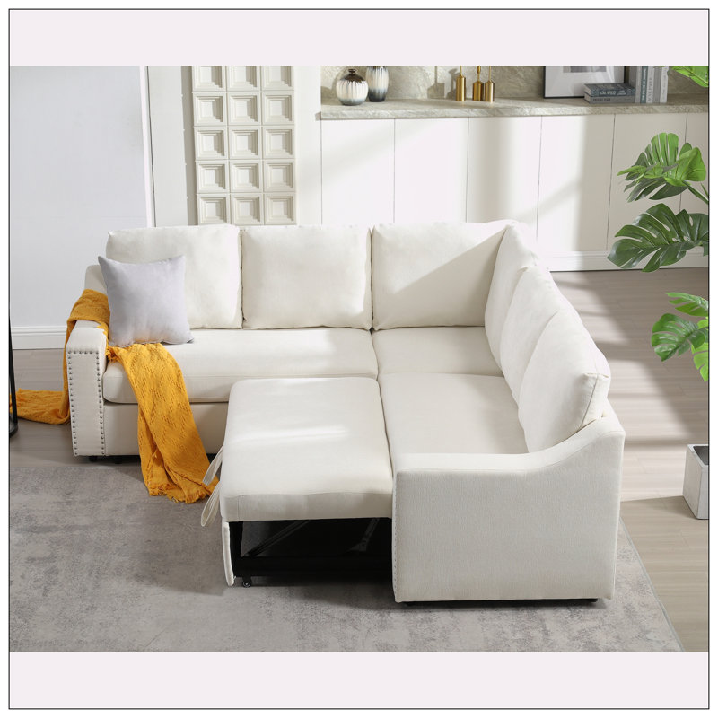 Idalmis 81.5'' Upholstered Sleeper Sofa, Beige Chenille