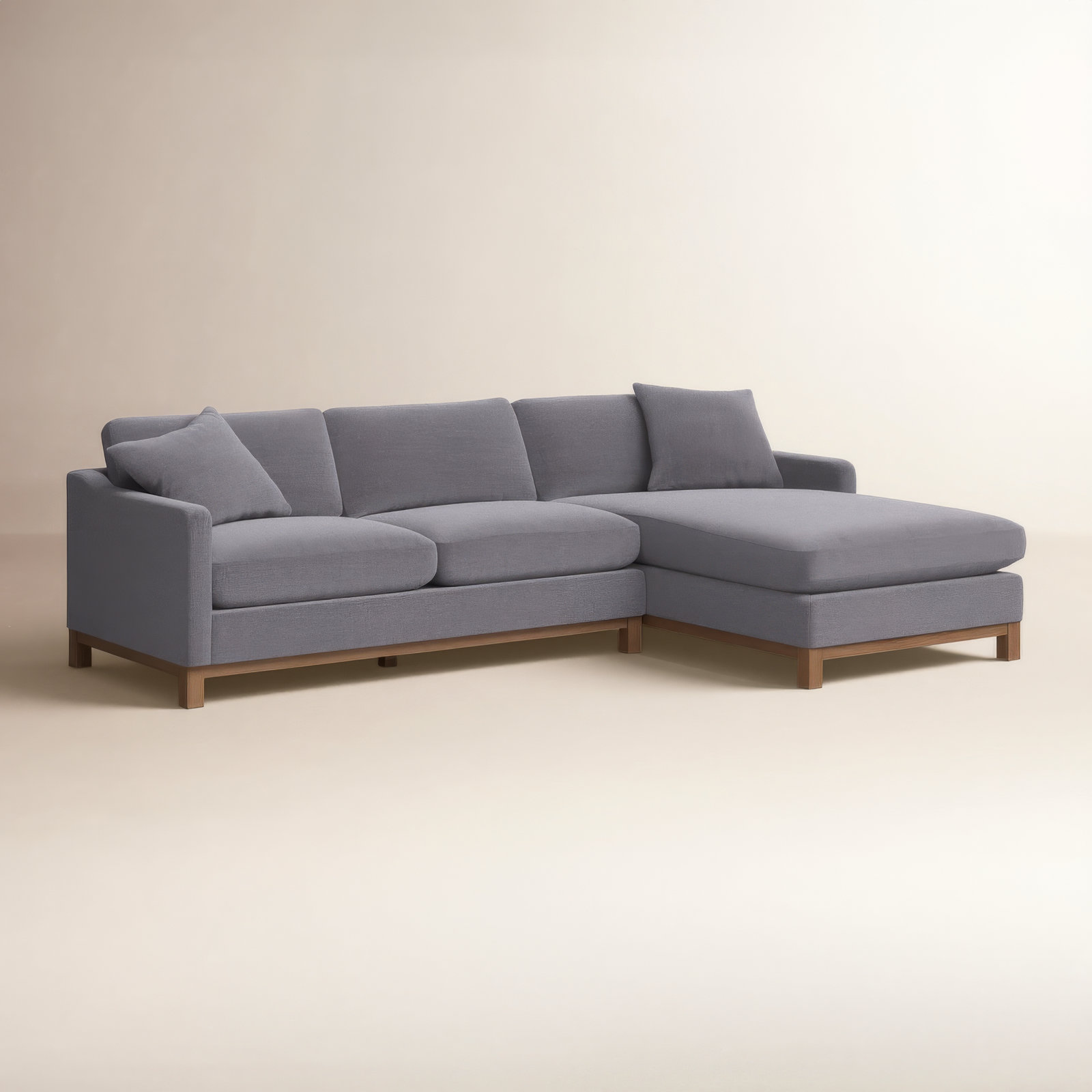 Cami 2 - Piece Upholstered Chaise Sectional, Pewter Performance Basketweave, Right Hand Facing