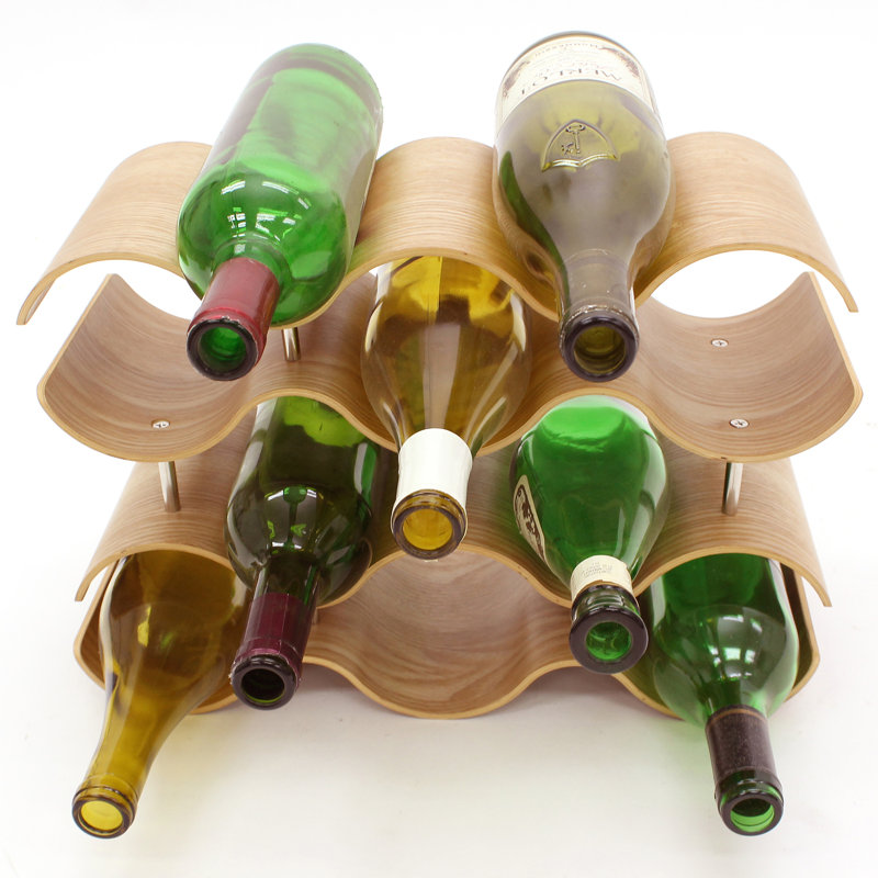 Support à vin de table 10 bouteilles en bois massif beige