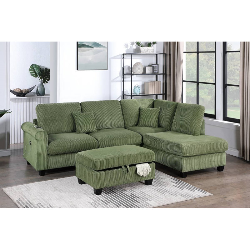 Gollahon 3-PC SECTIONAL SET, Sage Corduroy