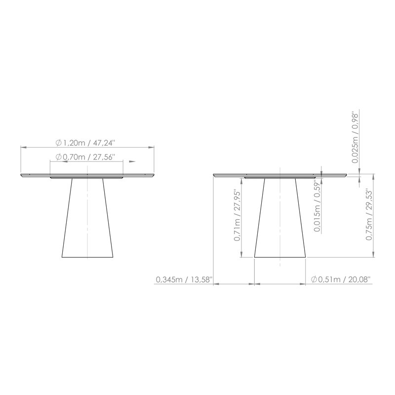 Modern Brazilian Mona Glass Top Round Dining Table, Floresta
