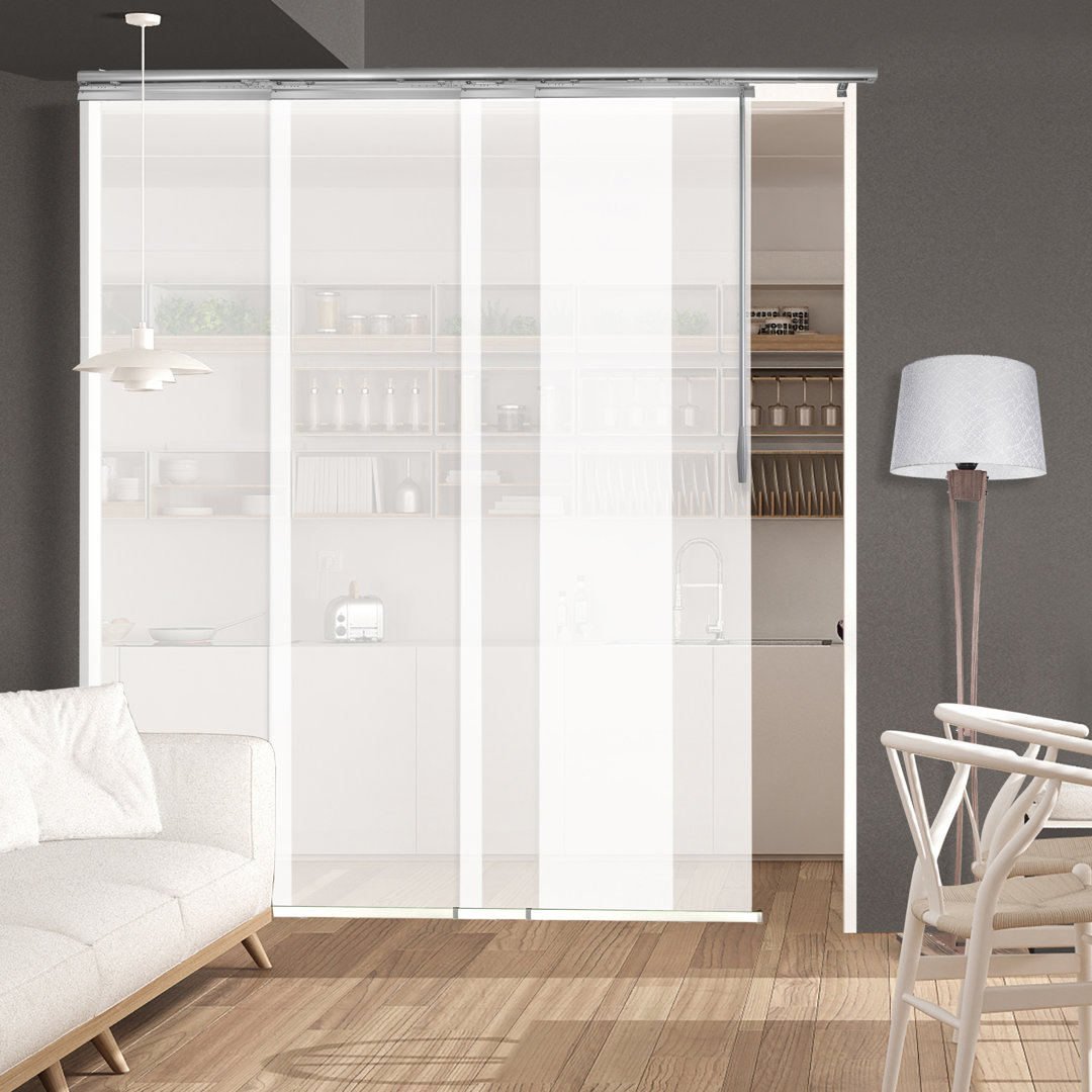 Semi-Sheer Winter 4-Panel Single Rail Panel Track Extendable 48"-88"W x 94"H, Panel width 23.5" Rod Desyne