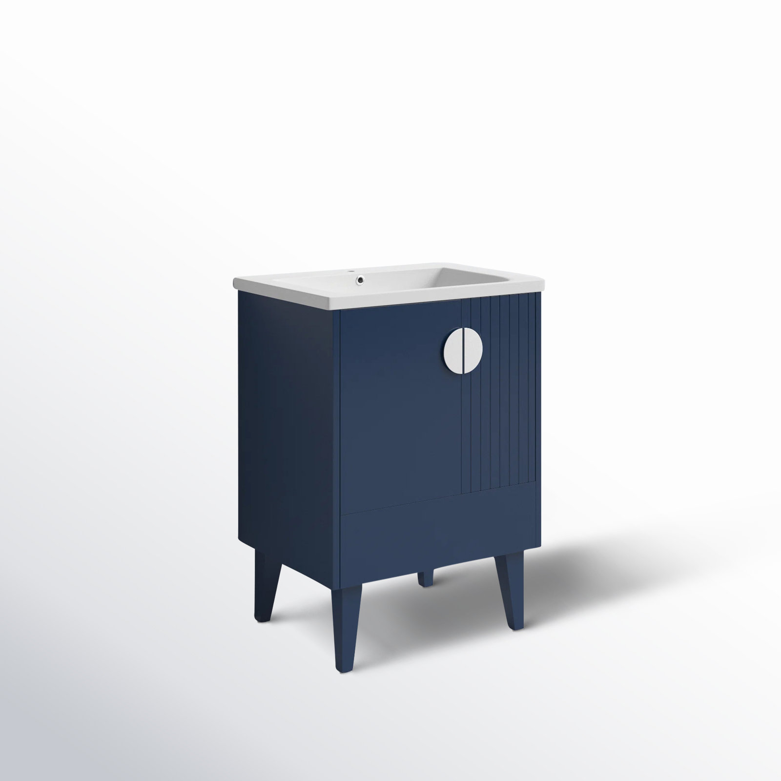 Saimah 24'' Single Bathroom Vanity, Navy Blue, Polished Chrome