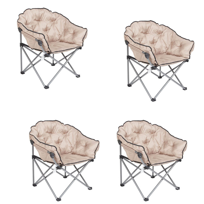 Fauteuil club d'extérieur pliable rembourré avec sac de transport Mac Sports, beige (paquet de 4)