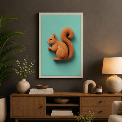 Wooden Squirrel Rustic - Wrapped Canvas