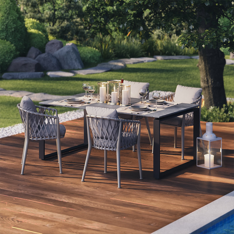 Kile Rectangular Wood Metal Outdoor Dining Table , 180cm cm W 100cm cm D