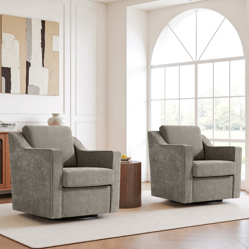 Upholstered Swivel Armchair, Sand