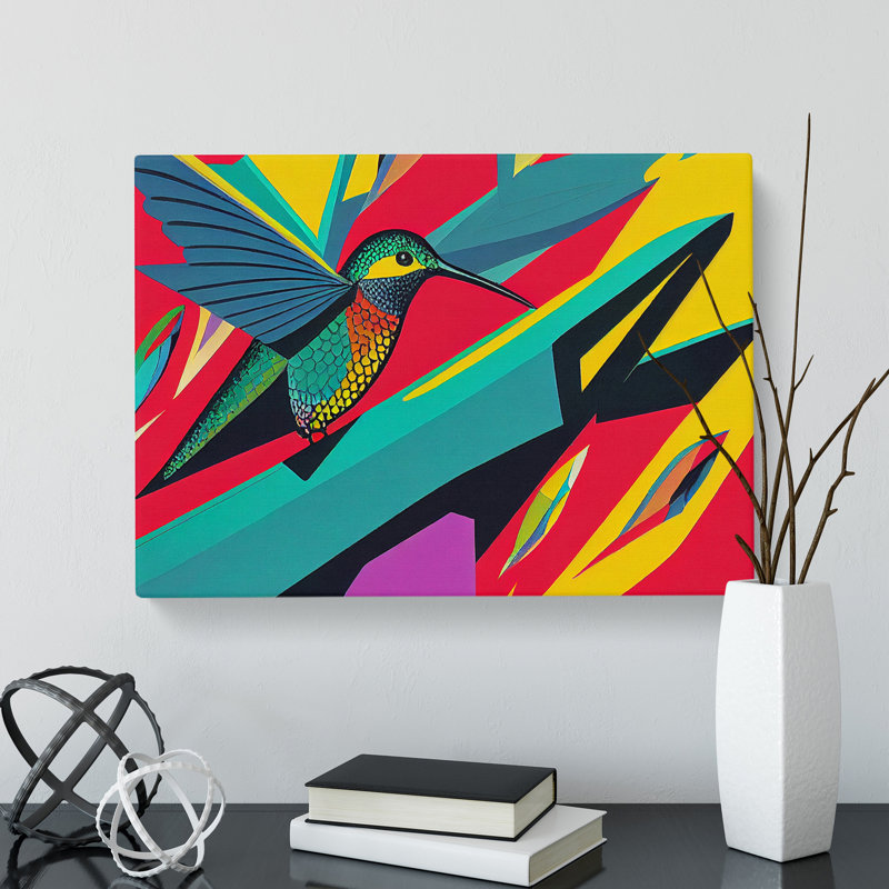 Unique Abstract Hummingbird - Wrapped Canvas, 50cm H x 76cm W x 3cm D