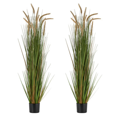 Herbe artificielle, herbe à roseaux 59 po dans un pot, plante artificielle en PVC de qualité supérieure pour la décoration intérieure, la maison, le bureau, la pendaison de crémaillère, vert