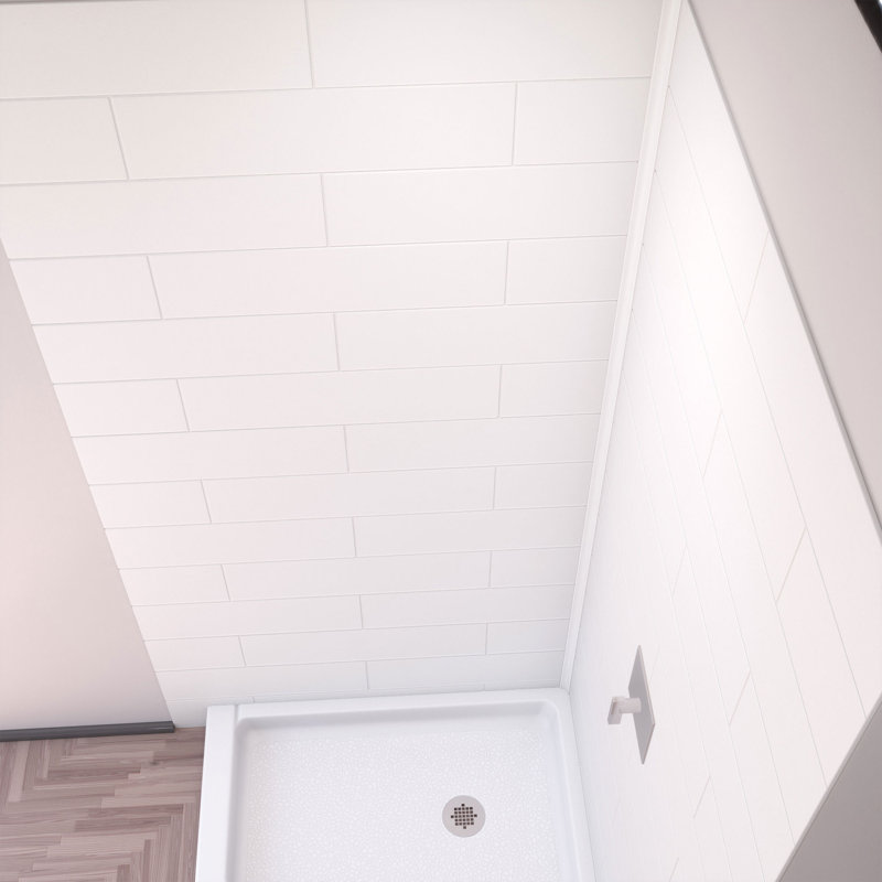 DreamStone 36" White Modern Subway Pattern Shower Kit