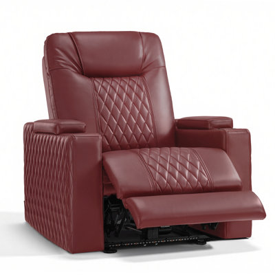 Power Reclining Home Theater Seating with Armrest Storage, Adjustable Headrest and LED Light