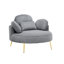 Confortable en velours côtelé simple gris de 43 pouces avec trois coussins décoratifs et un plateau de détente réglable pour deux petits appartements-795343367