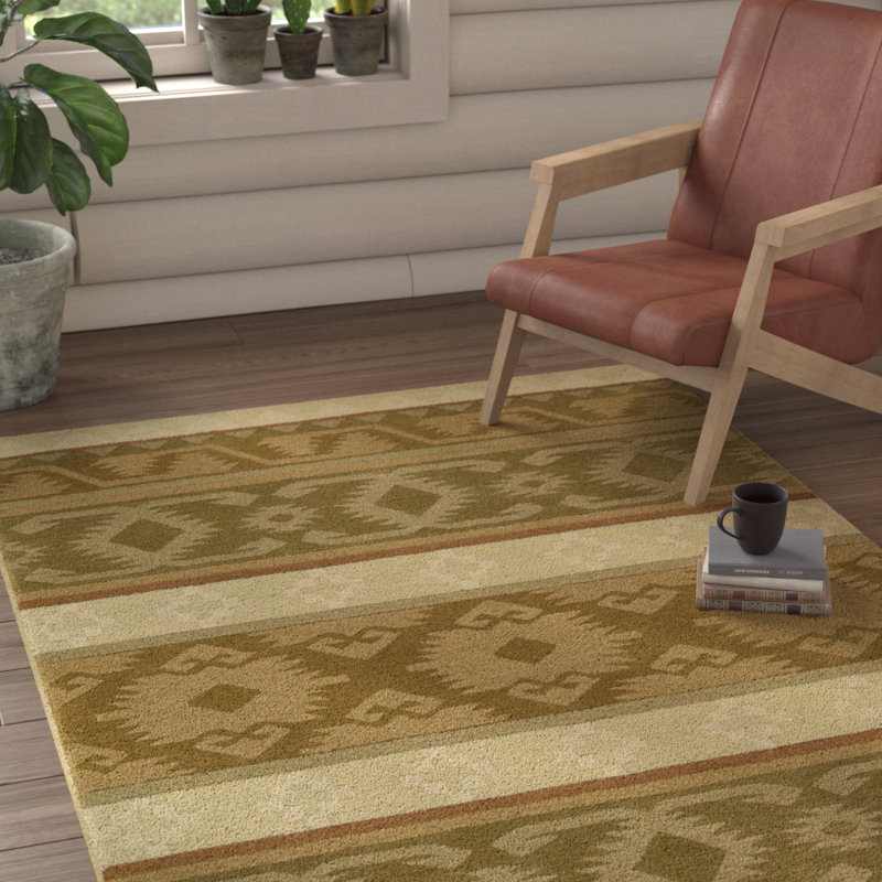 Tapis chameau en laine / coton touffeté à la main Midhurst, Rectangle 3 pi 6 po x 5 pi 6 po