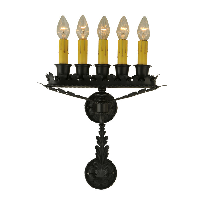 Victorian Black Steel 5-Light Wall Sconce