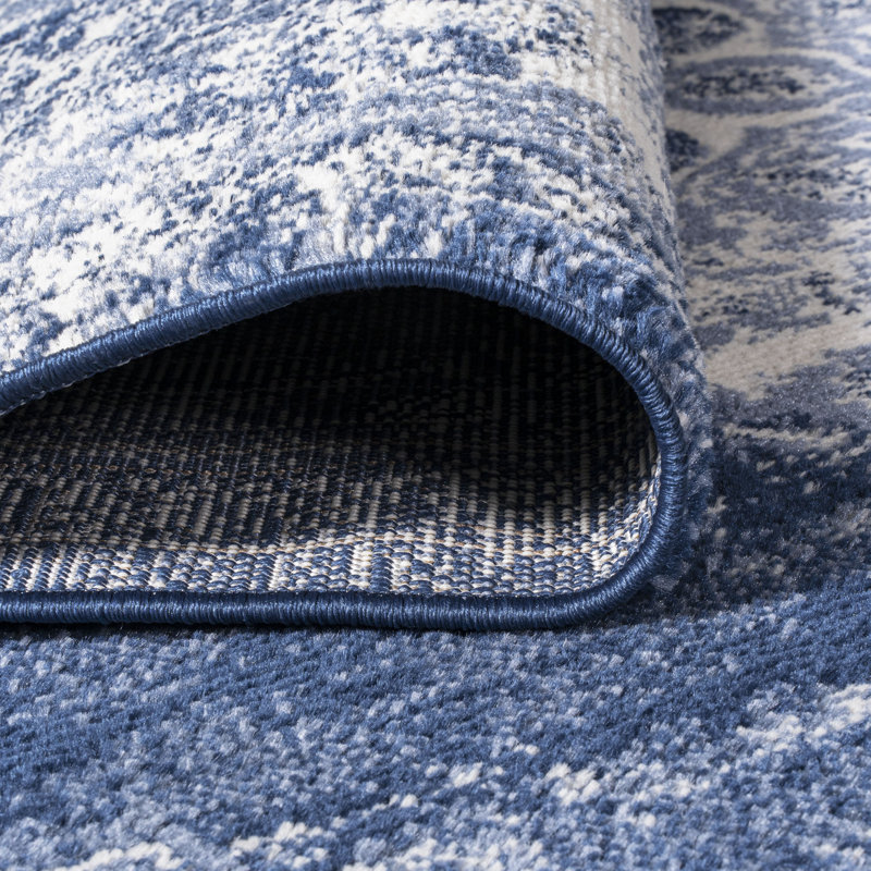 Tapis bleu marine / ivoire Pruden, Rectangle 5 pi 3 po x 7 pi 6 po