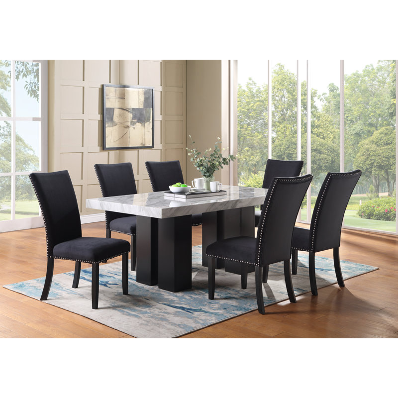 20'' H Velvet Upholstered Dining Chair, Black