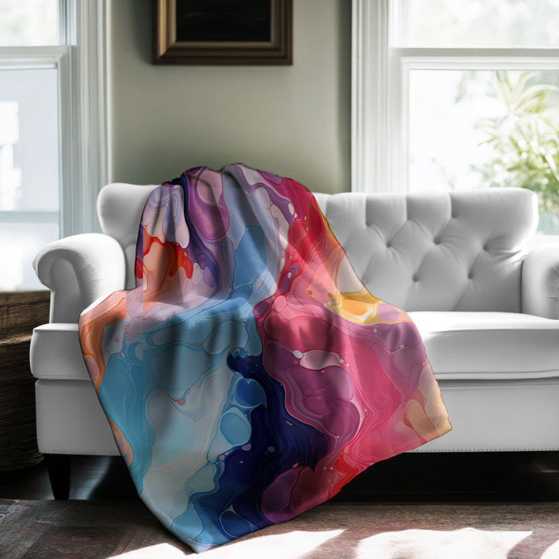 Jeté Technicolor Marble - 1 pièce Sherpa, L 60 po x L 80 po