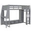 Lit mezzanine simple avec bureau et DEL, support à tablettes multiples, bureau de jeu de taille gris bois, DEL, grand espace de rangement,