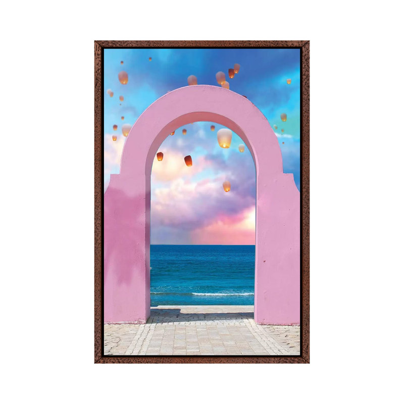 Arch And Lanterns by Erin Summer - Print on Canvas, Classic Brown Wood Framed, 66.04cm H x 45.72cm W x 3.81cm D