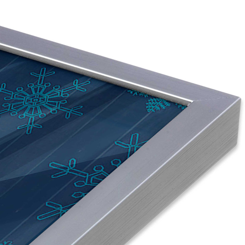 Arbre des Fêtes avec imprimé bleu marine II, Cadre simple en chrome poli, bois massif, H 17,75 po x l 17,75 po