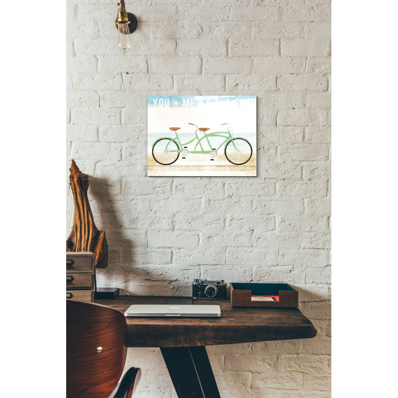 «Beach Cruiser Tandem v2» par Michael Mullan, art mural en verre acrylique, H 12 po x l 16 po x P 0,12 po