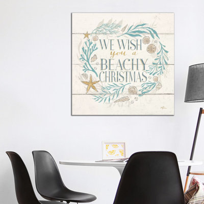 Golden Sea VI Holiday 1 Piece Wrapped Canvas Wall Art
