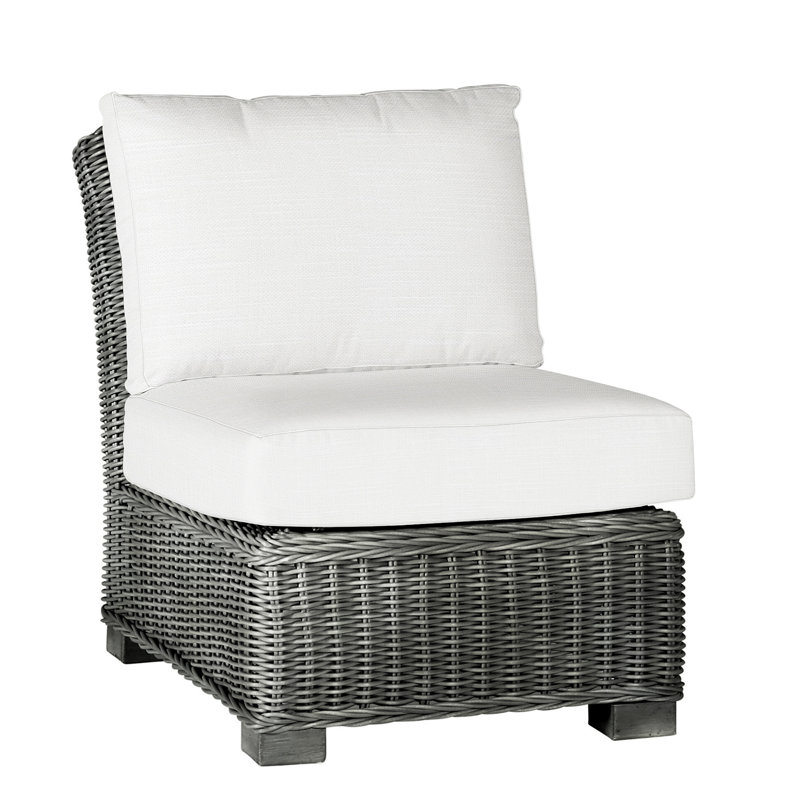 Rustic Woven Sectional Slipper Chair, Slate Gray, Rollo Lace InsideOut® Linen, Welt