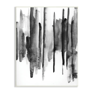 Encre noire verticale verticale, aquarelle abstraite sur fond noir, estampe numérique, art texturé par VDK Atelier