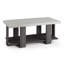 Ensemble de salon gris 3 pièces avec table basse et deux tables de bout assorties
