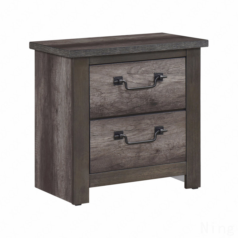 Finition grise, table de chevet à 2 tiroirs, mobilier en bois 1 pièce, conception traditionnelle, armoire de chevet