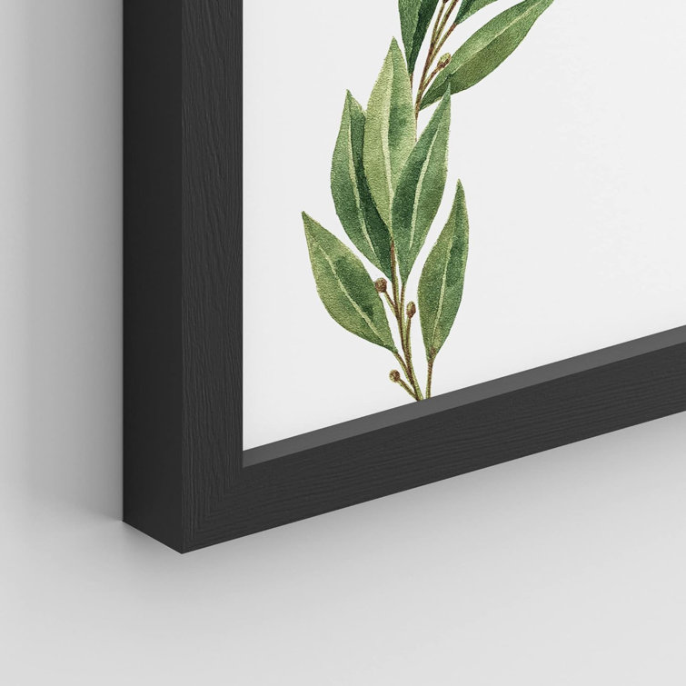 Wood Leaf Framed Wall Art With White Frame Set Of 4 Dark Green