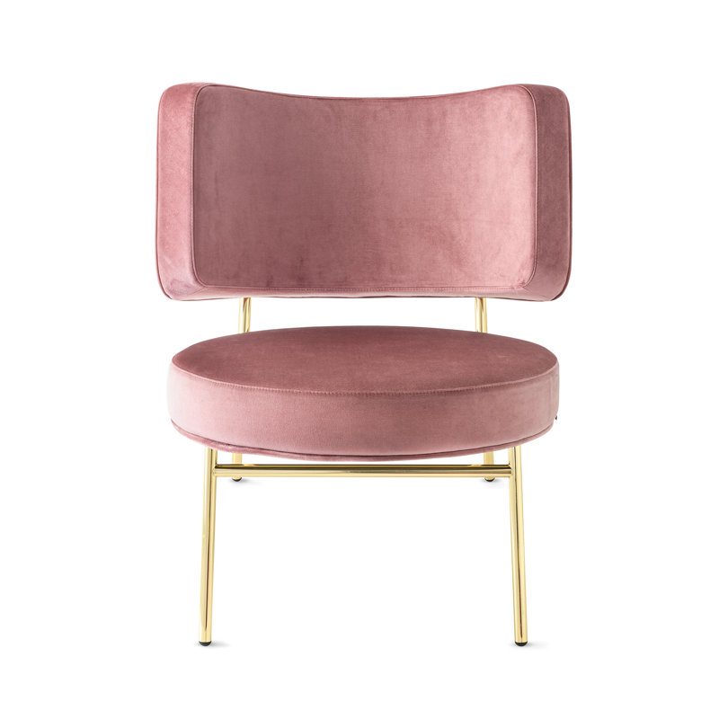 Coco Lounge Chair, Gray Velvet, Polished Brass