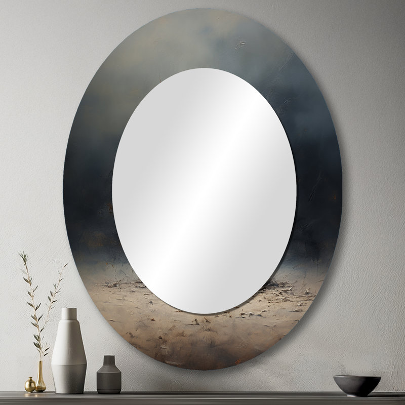 Baseball Subtle Strikeout - Modern Oval Wall Mirror, 43" x 33"