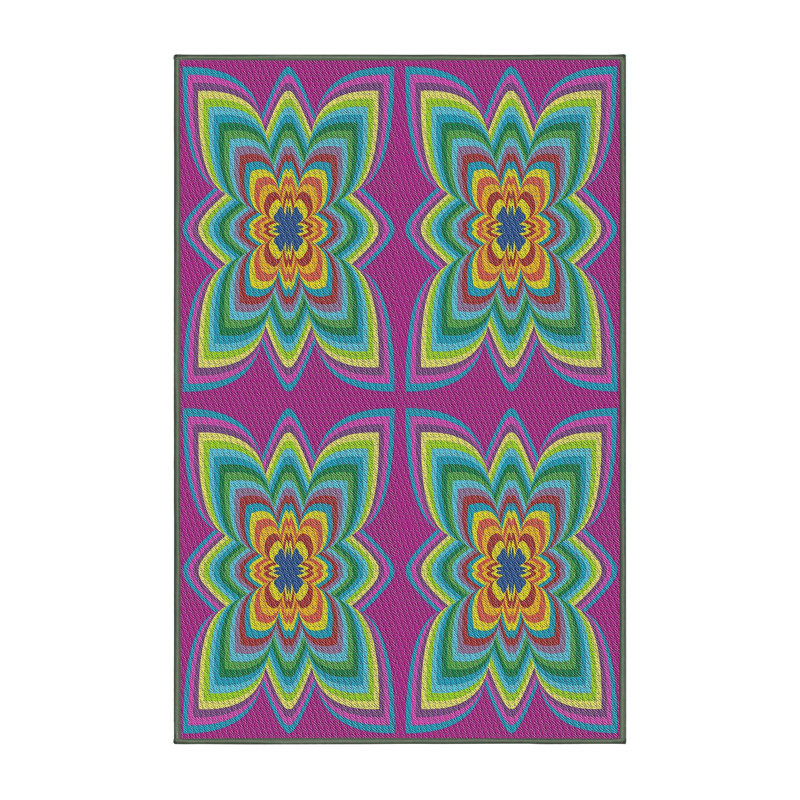 Tapis rose / vert / jaune, Rectangle 5 pi x 7 pi