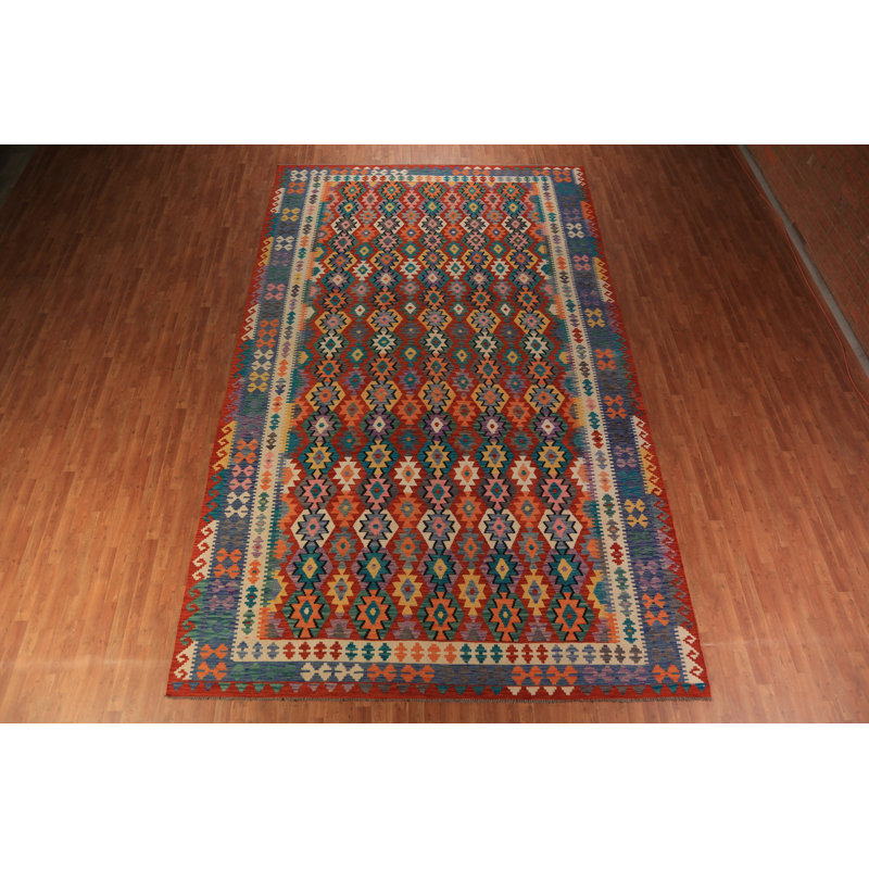 Tapis oriental kilim en laine à tissage plat 10 x 16
