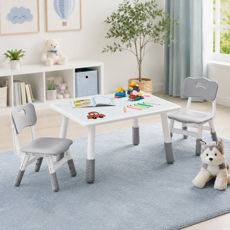 Toddler Table and 2 Chairs Set, Gray