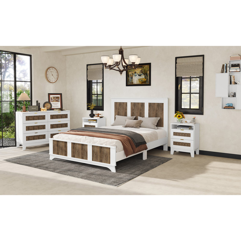 Grand lit plateforme Farmhouse, Blanc, Grand lit