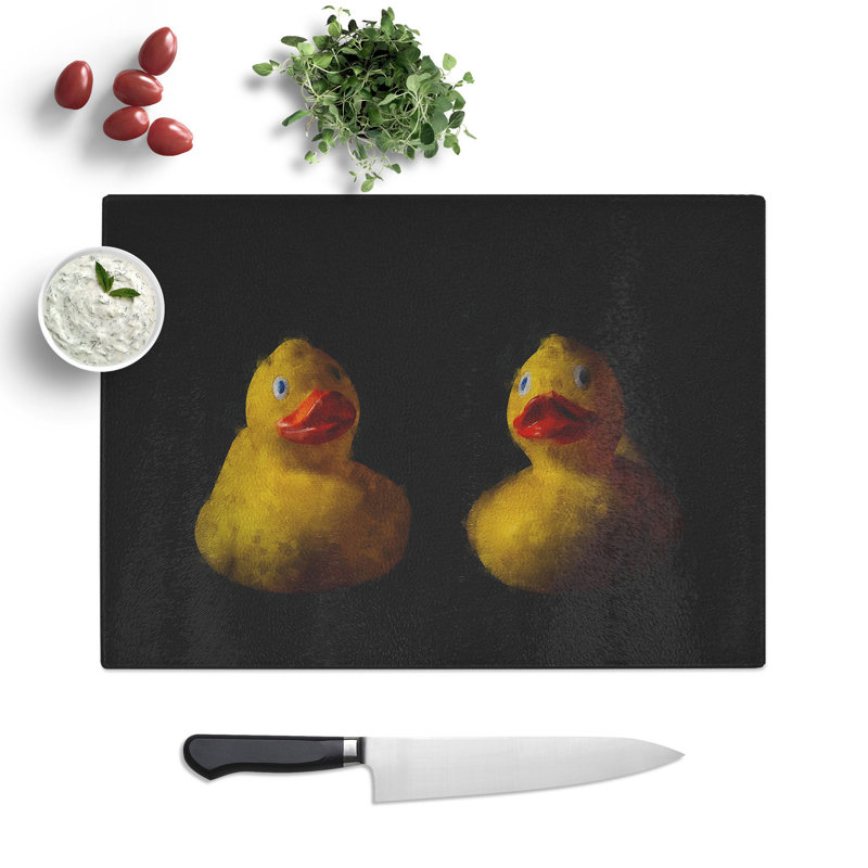Yellow Rubber Ducks Painting Chopping Board, 0.4cm H x 28.5cm W x 39cm L