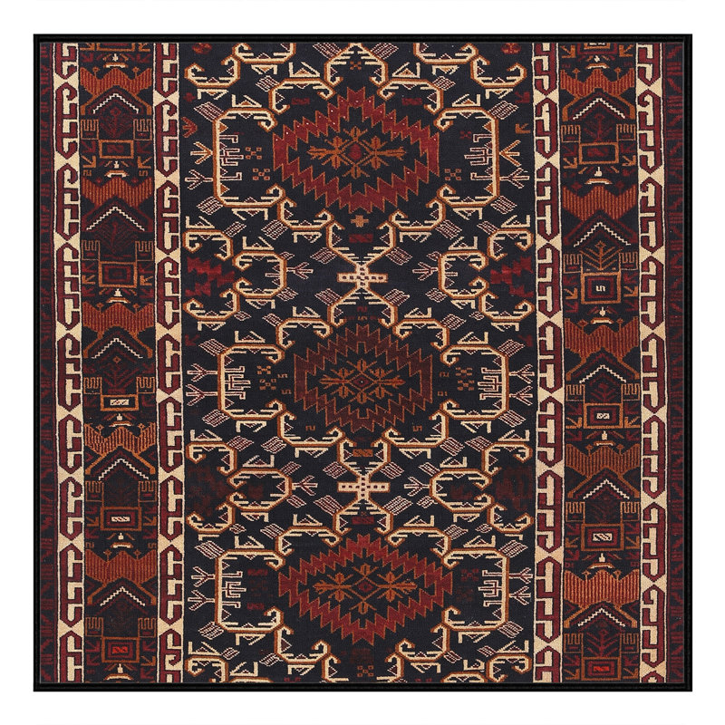 Tapis brun/noir/beige traditionnel Bohy, Rectangle 6 pi x 9 pi